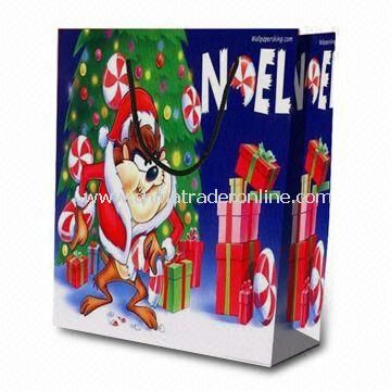 Christmas Retail Paper Bag , Made of 210g White Cardboard, Suitable Promotional Gifts