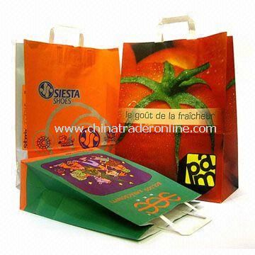 Machine-made Christmas Paper Gift Bag with Flat Handle and 1 to 6-color Printing