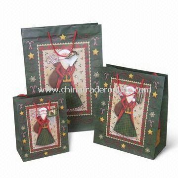 Paper Gift Bags, Suitable for Promotional Purposes, Available in Christmas Style from China