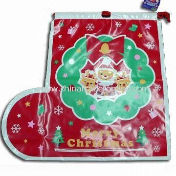 Christmas Bag with Handle Cord, Made of PE from China