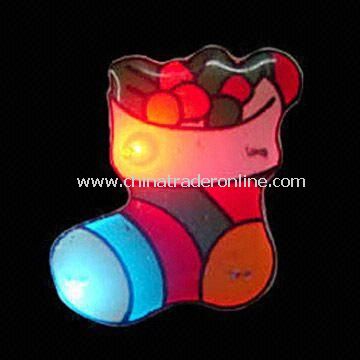 Christmas Flashing Badge, Various Designs are Available from China