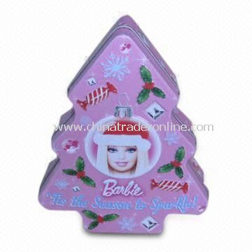 Christmas Tree Tin with CMYK or Panton Color Printing