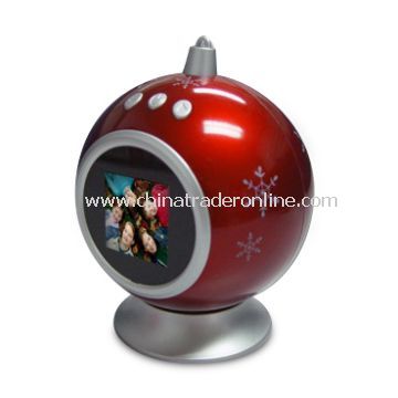 1.5-inch Christmas Ball Photo Frame with Built-in 8MB Flash Mamory, Stores 70pcs Photos