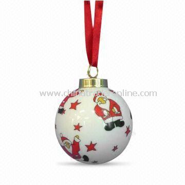 Christmas Ball Ornament in Santa Claus Design, Made of Hand-made Porcelain