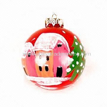 Christmas Glass Ball, Inner Print in Various Colors, Measures Ø8cm