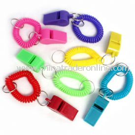 Coil Wrist Whistle Keychain from China