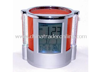 LCD calendar &clock with penholder