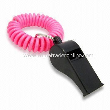Classic Plastic Whistle with Extendable Plastic Spring Strap from China