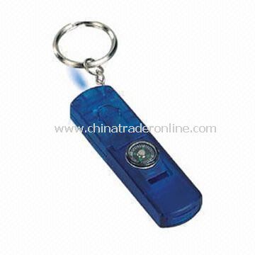 Keyring with Whistle, LED Light and Compass, Suitable for Promotional Gifts from China