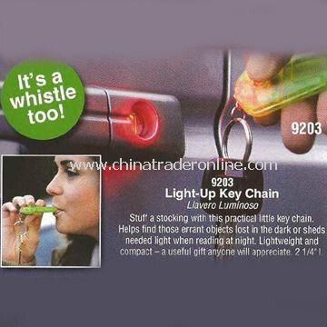 LED Light Keychain with Plastic Whistle, Suitable for Gift or Promotional Purposes from China