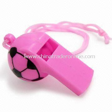 Pink Plastic Whistle with PP Rope