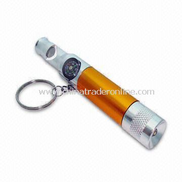Whistle with Aluminum LED Flashlight and Compass