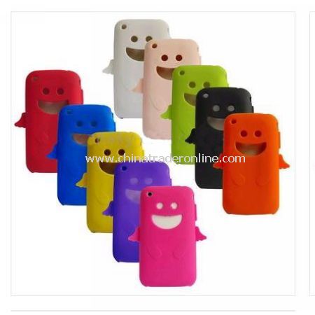 10 Colors Smiling Face Silicon/Rubber Case Skin for Apple iphone 3G 3GS - 50PCS/Bulk