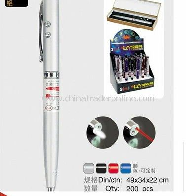 3 in 1 functions – LED light/Laser Pointer/Ball Pen