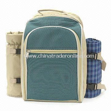 Picnic Cooler Backpack with Detachable Wine Pocket and Blanket