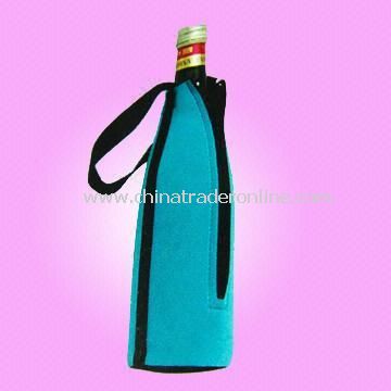 Wine Bottle Cooler Bag Made of Neoprene with Zipper and Strap from China