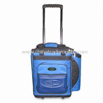 Stylish Polyester Cooler Bag with PVC Inner and Metal Trolley, Available in Various Colors