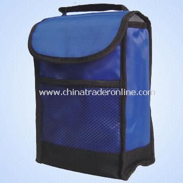 Blue and Black Cooler Bag with Mesh Front Pocket from China