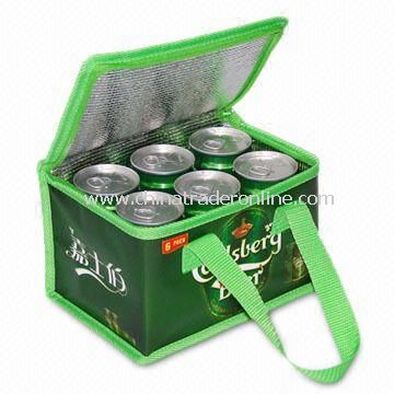 Novelty Six-can Green Cooler/Ice Bag, Measures 21 x 14 x 13cm, OEM Orders are Also Welcome from China