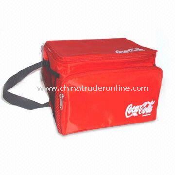 70D Polyester Promotional Coca-Cola Cooler Bag with Side Mesh Pocket, Measures 8.25 x 6.75 x 7-inch