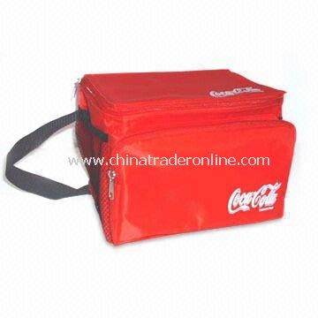 70D Polyester Promotional Coca-Cola Cooler Bag with Side Mesh Pocket, Measures 8.25 x 6.75 x 7-inch from China