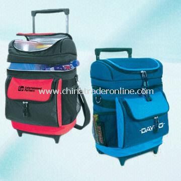 600D Polyester Cooler on Wheels with Dual Insulated Compartments from China