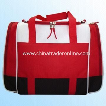 Red Cooler Bag with White Accents and Two Side Pockets from China