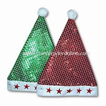Christmas Santa Hat with Braids, Customized Logos are Accepted, Available in Various Sizes