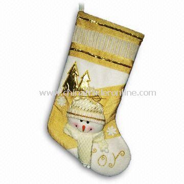 20-inch Cream and Gold Colored Christmas Stockings from China