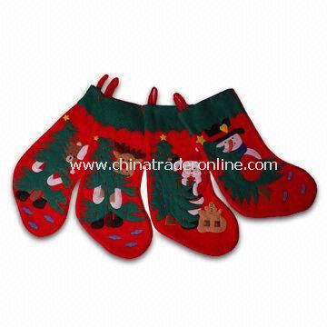 Felt and 100% Polyester Embroidery Stocking, Measures 19 Inches from China