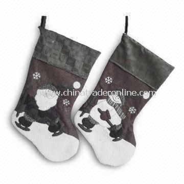 Gray Christmas Stockings, Measures 21 Inches from China