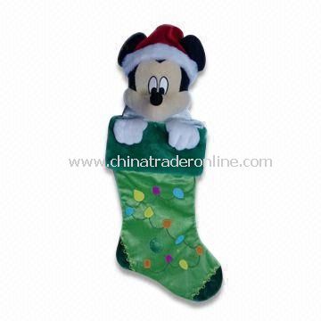 Plush Christmas Sock with EN71 Certification, Various Designs are Available, Measures 48cm from China
