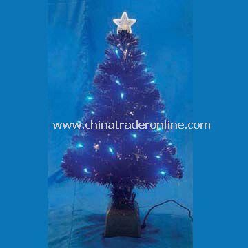 Fiber Christmas Tree with Star and Silver Base, Suitable for Decoration from China