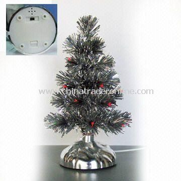 USB Silver PVC Christmas Tree with Fiber, 10 inches Height