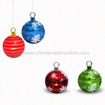 Christmas Ornament Balls with Flickering LED Lights as Seasonal Gifts, Available in Various Designs