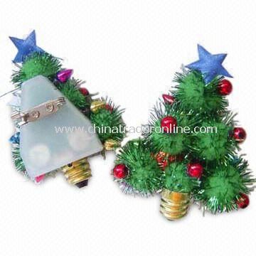 LED Flashing Christmas Pin, Measuring 6 x 4.5cm