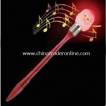 Novelty Pen with Music and Flashing Light, Uses for Christmas Day and Promotion Gift from China