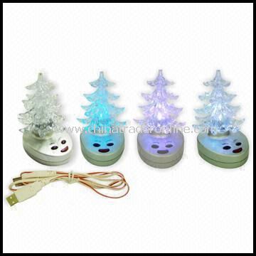 Seven-Color Flashing USB Christmas Trees with Recording Function
