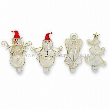 Shell Snowman/Angel/Tree Night-light Ornaments for Christmas Decorations, OEM Orders are Welcome from China