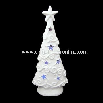 White Ceramic Tree Candle Holder with LED T-light from China