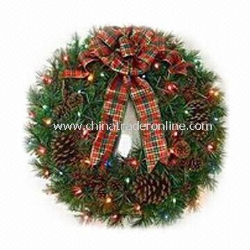 Decorated Fraser Fir Wreath with 50 Lights from China