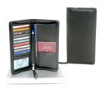 Genuine Leather Deluxe Travel Wallet - Black