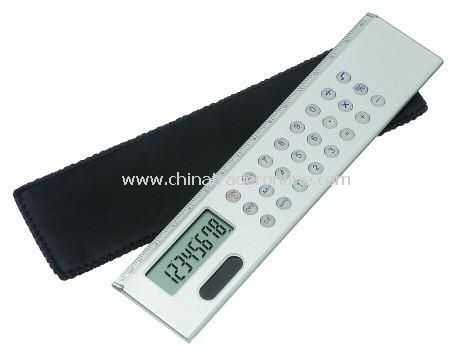 Metal Slim Line Dual Powered Calculator Ruler