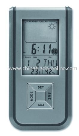 Weatherstation with five functions: alarm, thermometer, calendar, hydrometer and weather forecast, i from China