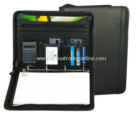 A4 Zipped Folio with Ring Binder - Black from China