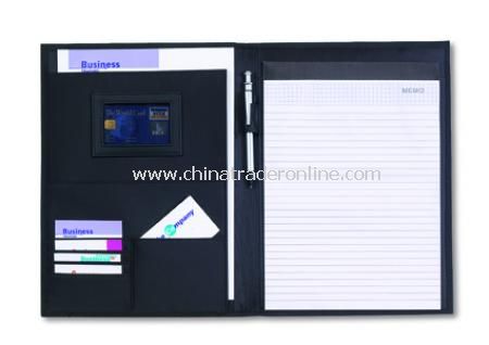Conference folder, A4, with PU striping, including note pad