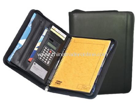 Zip Around A4 Conference Folder with Calc.- Black from China