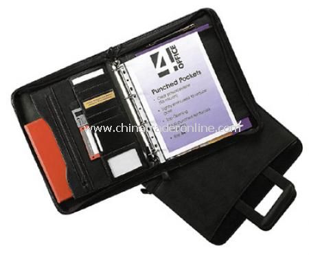 A4 Zip Around Drop Handle Folio with Ring Binder -Black from China