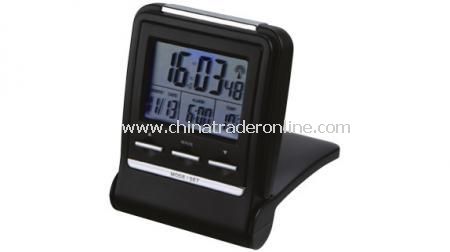 RC FOLDABLE TRAVEL ALARM CLOCK Alarm clock with snooze function, date, thermometer and nigh