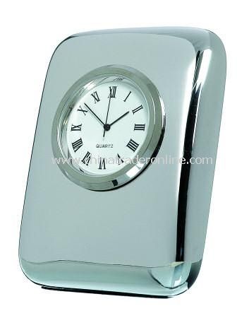 Silver Plated Rectangular Cushion Shaped Desk Clock